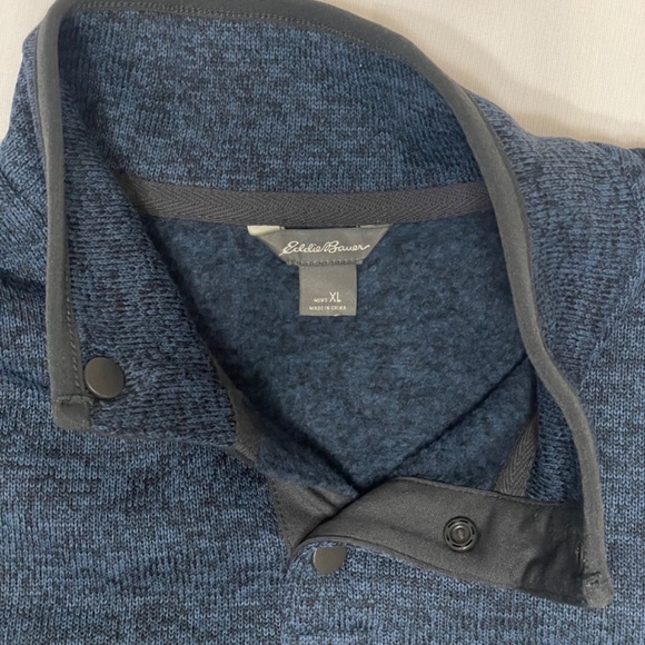 Eddie Bauer Radiator Fleece Snap Pullover Mock Neck — Men’s XL Blue Heather - Picture 8 of 9